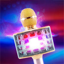 Microfono Karaoke Wireless con Luci Led Registra Canta e Riproduce Musica Oro