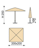 Ombrellone da Giardino 2x2 m Palo Ø38 mm in Alluminio Tessuto Dralon Acrilico Border Grigio