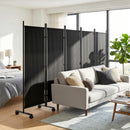 Divisorio Decorativo da Interno a 5 Pannelli 252x40x170 cm con 12 Ruote e Clip di Connessione in Acciaio Nero      