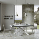 Tavolo Allungabile 200-304x90x77 cm Volantis Premium Cemento Telaio Bianco 