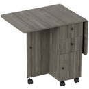 Tavolo Salvaspazio a Ribalta 120x60x76,5 cm con Armadietto e Cassetti Rivestimento in Melamina Grigio  