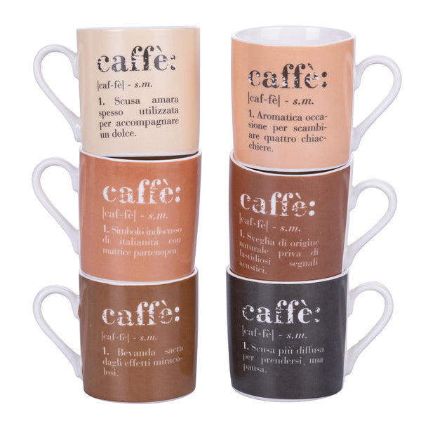 Set 6 tazzine Caffè Ø6x6 cm in New Bone China VdE Tivoli 1996 Chocolate sconto