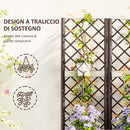 Fioriera con Traliccio per Rampicanti 80x40x135 cm 8 Fori di Drenaggio in PP Marrone   