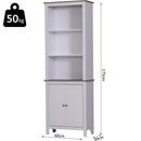 Libreria in Legno con 3 Ripiani e Ante Bianco 60x30x175 cm 