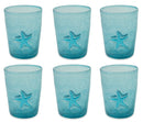 Set 6 Bicchieri Ø8x10 cm in Vetro Villa d'Este Home Tivoli Fish Celesti