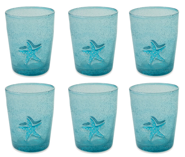 online Set 6 Bicchieri Ø8x10 cm in Vetro Villa d'Este Home Tivoli Fish Celesti