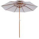 Ombrellone da Giardino Ø2.7 m Palo Ø38 mm in Legno con Doppio Tetto Crema 