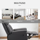 Poltrona Relax Reclinabile con Poggiapiedi in Similpelle Nera 