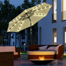 Ombrellone da Giardino Inclinabile Ø265 cm con 32 Luci LED Solari e Manovella Beige      