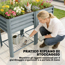 Vaso Rialzato 120x55x80 cm con Ripiano Portaoggetti Capacità 150L in Acciaio Zincato Grigio      