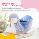 Cavallo a Dondolo per Bambini in Legno e Peluche Pinguino Grigio  