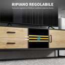 Mobile TV Max 60"" con Armadietto Cassetti e Ripiani 140x35x45 cm Legno Naturale  