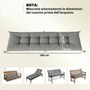 Cuscino per Chaise Lounge 198 x 65 cm da Esterno UV50+ Imbottitura in Cotone PP Grigio Chiaro      