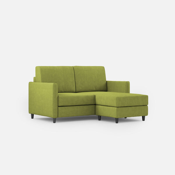 Divano 2 Posti con Pouf 138x155x85 cm Karay in Tessuto Verde online
