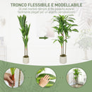 Pianta Artificiale di Dracena Alta 120 cm in PEVA  Verde e Legno con Vaso Contenitore in PP e Cemento Bianco      
