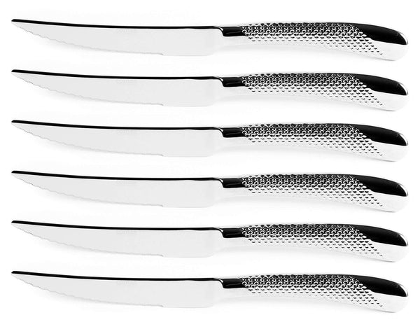 online Set 6 Coltelli da Bistecca Lama Seghettata in Acciaio Inox Geometric