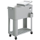 Frigo Portatile 92x39x81 cm Capacità 76 L con Ruote e Apribottiglie in Plastica e Metallo Argento      