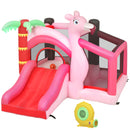 Castello Gonfiabile per Bambini 255x230x196 cm con Scivolo Trampolino Vasca di Palline e Canestro Basket Rosa      