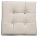 Cubo Pouf Contenitore in Similpelle e Cristalli Renier Crema