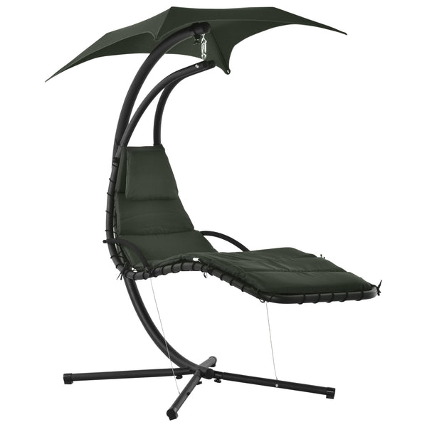 Sedia Dondolo Pensile Relax Chaise Longue con Tettuccio Grigio sconto