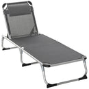 Sdraio Pieghevole 60x165x76 cm con Poggiatesta e Schienale Regolabile in Alluminio Grigio      
