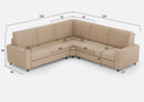 Divano Angolare 5 Posti 226x226x85 cm Sakar in Tessuto Beige