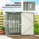 Casetta Box da Giardino Porta Attrezzi 100x104x160 cm con Porta a Battente in Acciaio Galvanizzato Argento      