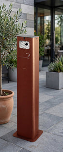 Posacenere a Colonna 17,5x10,5xh106 cm In Acciaio Verniciato con Contenitore Interno Marrone