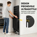 Banco da Lavoro Pieghevole Portatile 115x62x143,5 cm con Pannello Perforato Piano Spesso in Legno Struttura in Acciaio Nero      