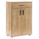 Scarpiera Mobile Salvaspazio 2 Ante 1 Cassetto 63x33x95h cm in Melaminico Venato a Rilievo Rovere Naturale