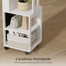Specchio Girevole con Armadietto Portagioielli e Appendiabiti 37x40x165,5 cm Luce LED Regolabile e Serratura in MDF Bianco  