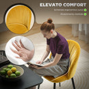Set 2 Sedie da Pranzo Imbottite 52x55x79 cm con Schienale a Conchiglia in Velluto Giallo      