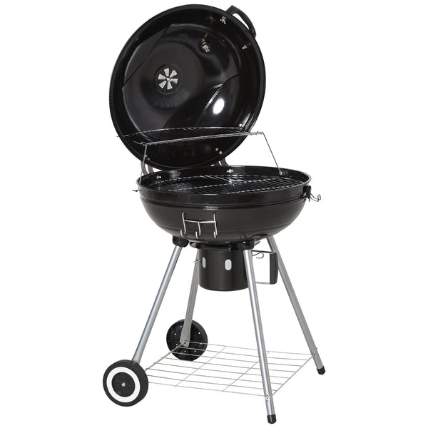 online Barbecue a Carbone Carbonella Coperchio Termometro e Doppia Griglia in Metallo Nero