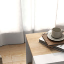 Set 2 Tavolini 2 Livelli 40x40x45 cm in Truciolato Bianco e Quercia