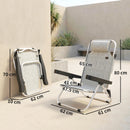 Set 2 Sedie a Sdraio Pieghevoli 62x61x80 cm Reclinabili su 4 Posizioni con Poggiatesta in Alluminio Grigio      