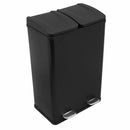 Pattumiera Per Raccolta Differenziata 47x71x36 cm due Scompart 60 Litri in Acciaio Nero