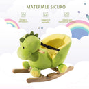 Drago a Dondolo per i Bambini in Legno Verde e Giallo 