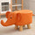 Sgabello Poggiapiedi Basso per Bambini a Forma di Elefante Pouf Arancione