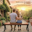 Panchina da esterno 2 posti in metallo, 124x39x39 cm, Legno e Nero      
