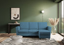 Divano 3 Posti con Pouf 212x155x85 cm Yasel in Tessuto Avio