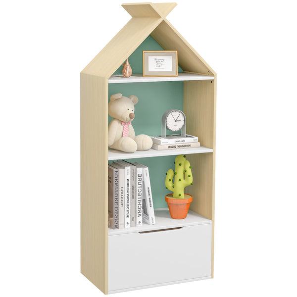 Libreria per Bambini 3 Ripiani e Cassetto e Dispositivo Antiribaltamento 50x30x119,5 cm Verde acquista