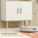 Mobile Bagno Autoportante Canettato 60x29,5x76,5 cm con Ripiano Regolabile Bianco e Legno di Pino Naturale      