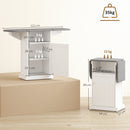 Mobile Asse da Stiro Pieghevole 121x37x89 cm a Rotelle con Ripiano Aperto e Armadietto in MDF Bianco e Grigio      