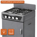 Cucina a Gas 48,5x45,5x 65,5 cm con Piano Cottura 4 Fuochi da Esterno con Vano Portabombola Grigio      