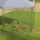 Pollaio Gabbia per Galline da Esterno 4x3,5x2,6m in Acciaio e Tessuto Oxford Argento