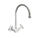 Rubinetto Cucina Miscelatore Doppio Comando Lavello Canna Tonda in Ottone Paini Monaco Bianco