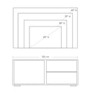 Mobile TV 100x40x45 cm in Legno Truciolare e Vetro Bianco e Grigio
