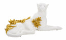 Decorazione Leopardo 53x21,5x24 in Resina Bianco e Oro          