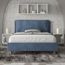 Letto Matrimoniale Francese Imbottito in Microfibra Antea Large Blu Varie Misure