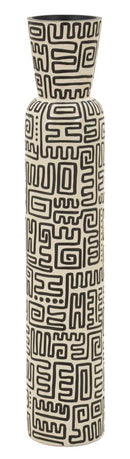 Vaso Resina Nairobi Ø16x86 cm in Resina Bianco e Nero      